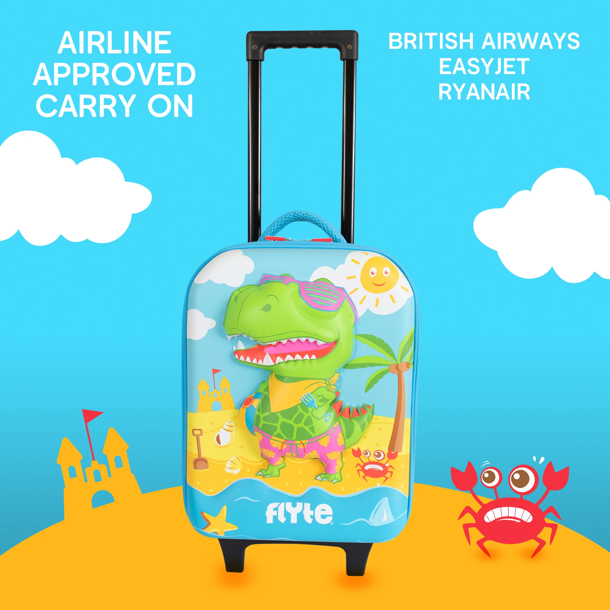 Flyte 2 Wheel 3D Hardtop Cabin Suitcase - Dinosaur - Image 4