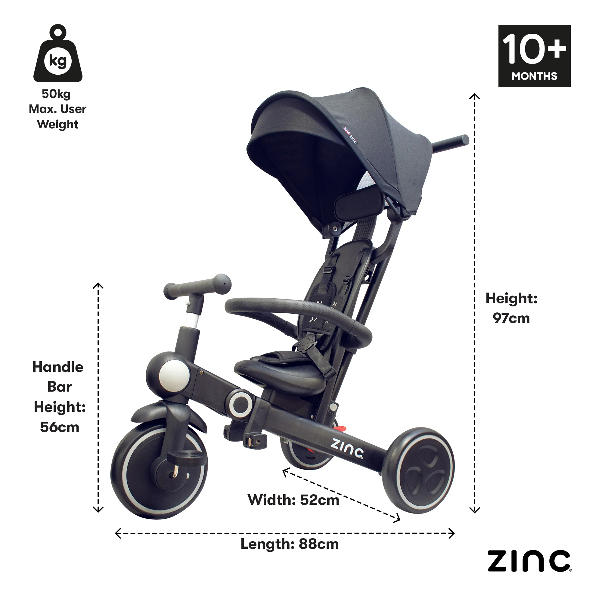 Zinc 7 in 1 Multifunctional Foldable Trike - Image 12
