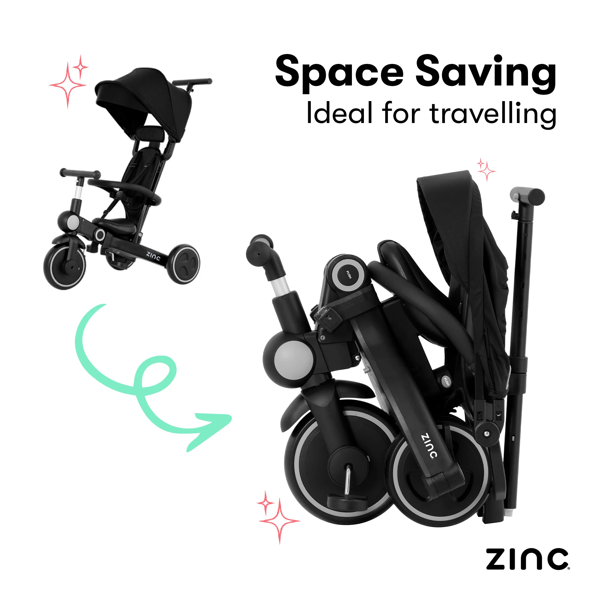Zinc 7 in 1 Multifunctional Foldable Trike - Image 9