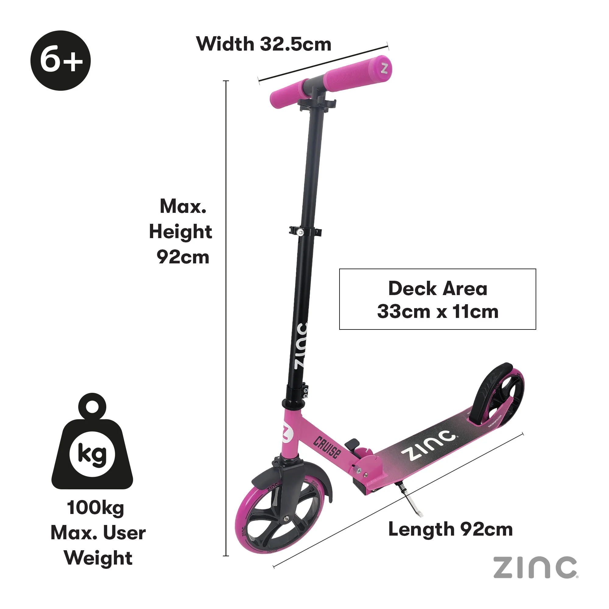 Zinc Cruise Big Wheel Folding Scooter - Image 3