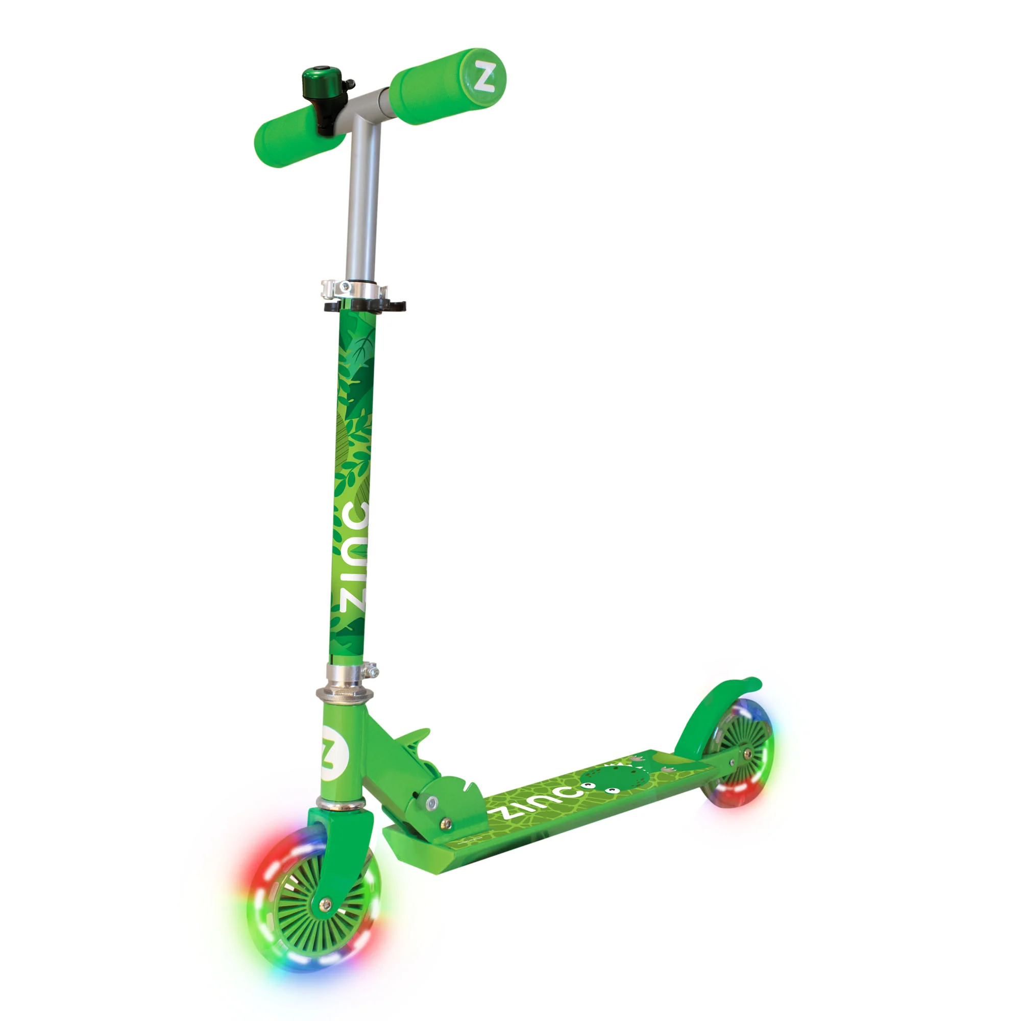Zinc Dino Folding Two Wheeled Scooter with Light Up Wheels