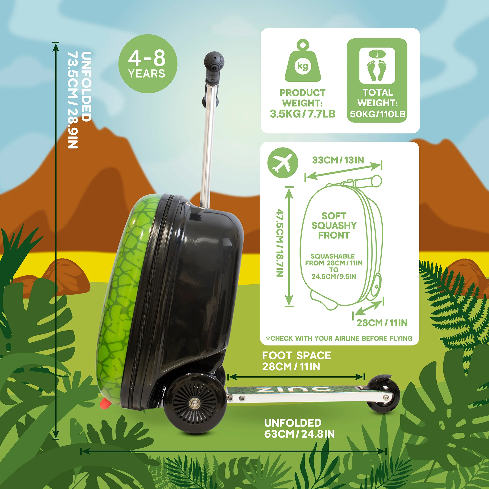 Flyte Midi 18 Inch Darwin the Dino Scooter Suitcase - Image 5