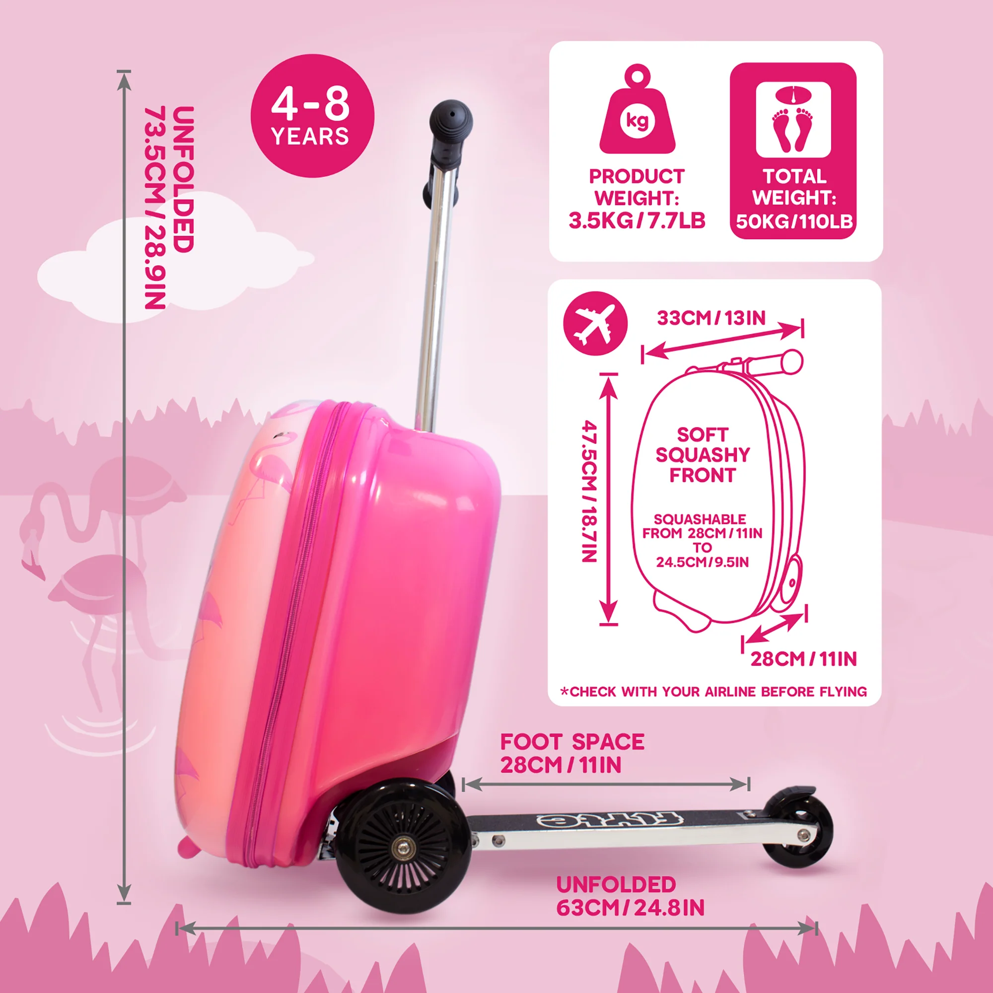 Flyte Midi 18 Inch Fifi the Flamingo Scooter Suitcase - Image 6