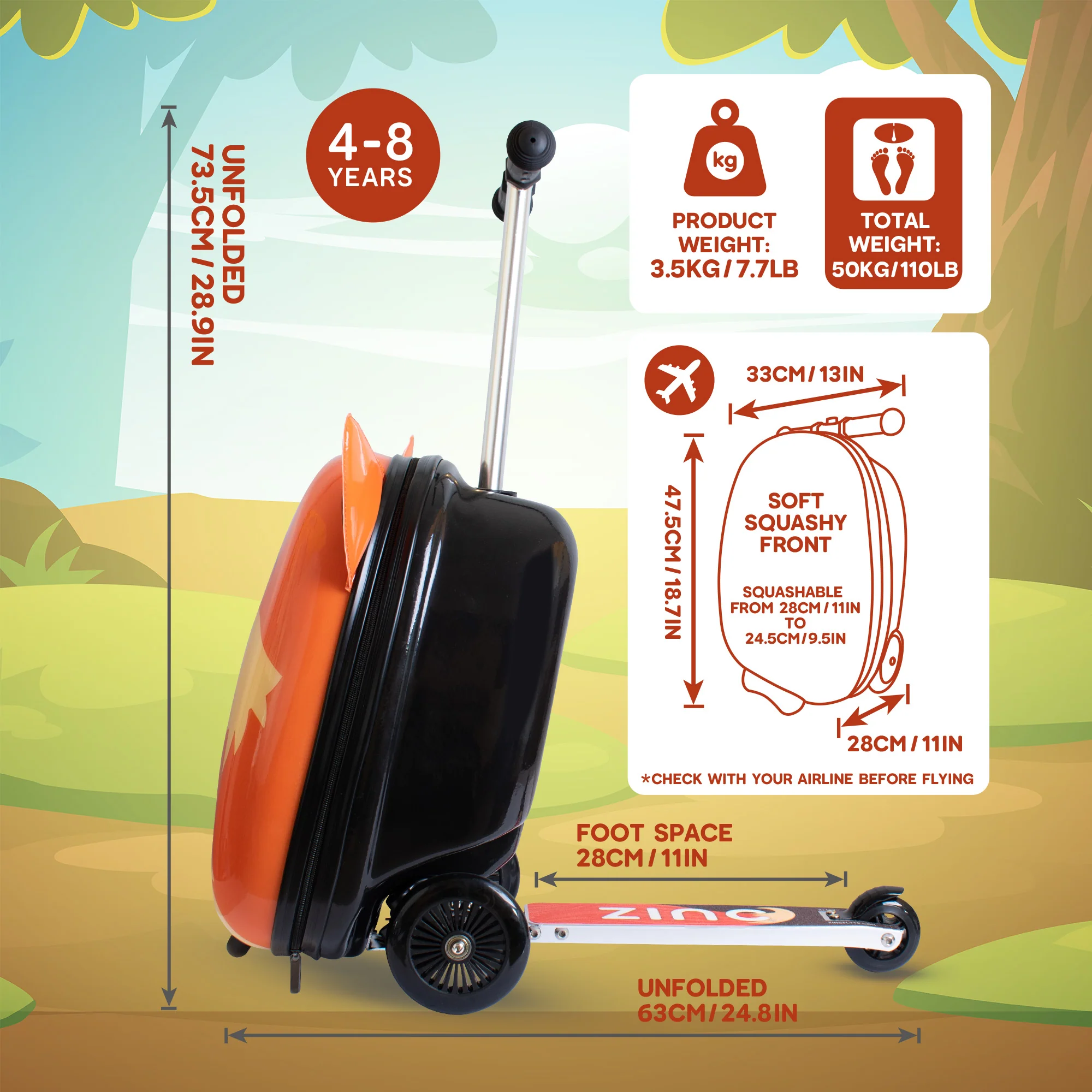 Flyte Midi 18 Inch Frazer the Fox Scooter Suitcase - Image 4