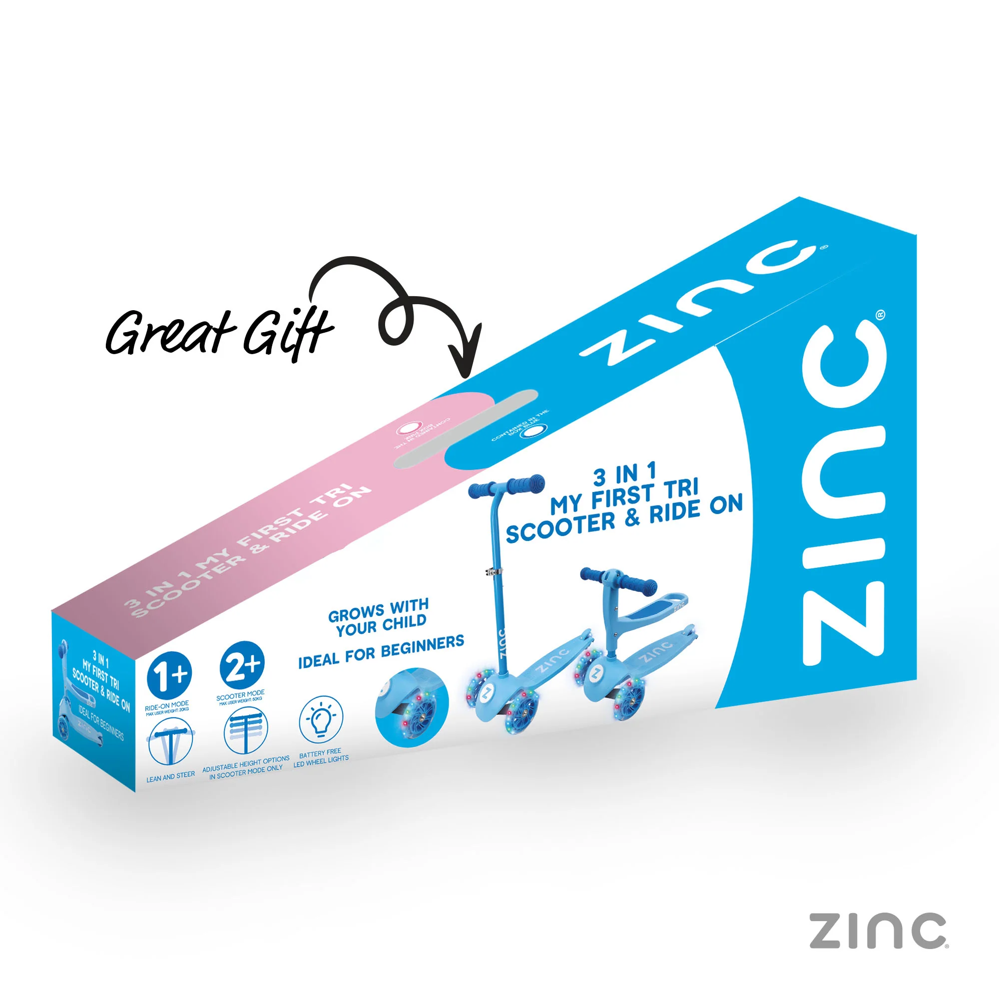 Zinc My First 3-in-1 Kids 3 Wheel Scooter Ride On - Image 16