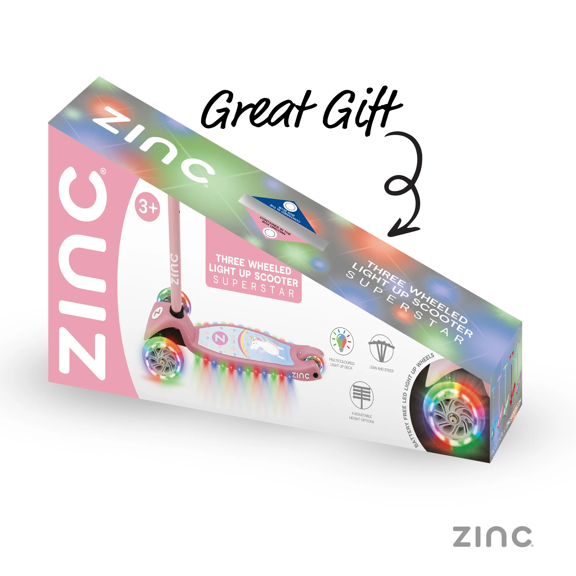 Zinc Superstar Non Folding Scooter with Light Up Deck and Light Up Wheels - Image 11