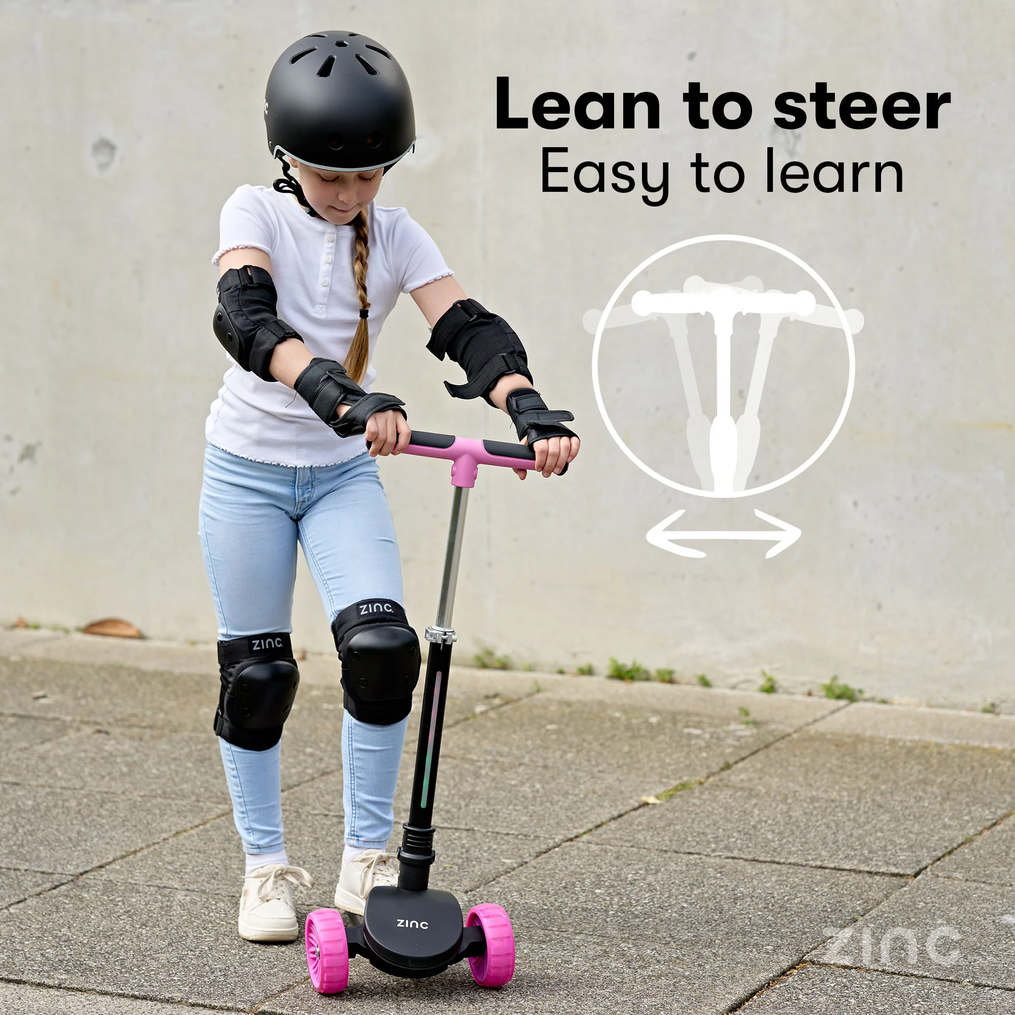 Zinc Three Wheeled Folding T-Motion Shine Scooter - Image 3