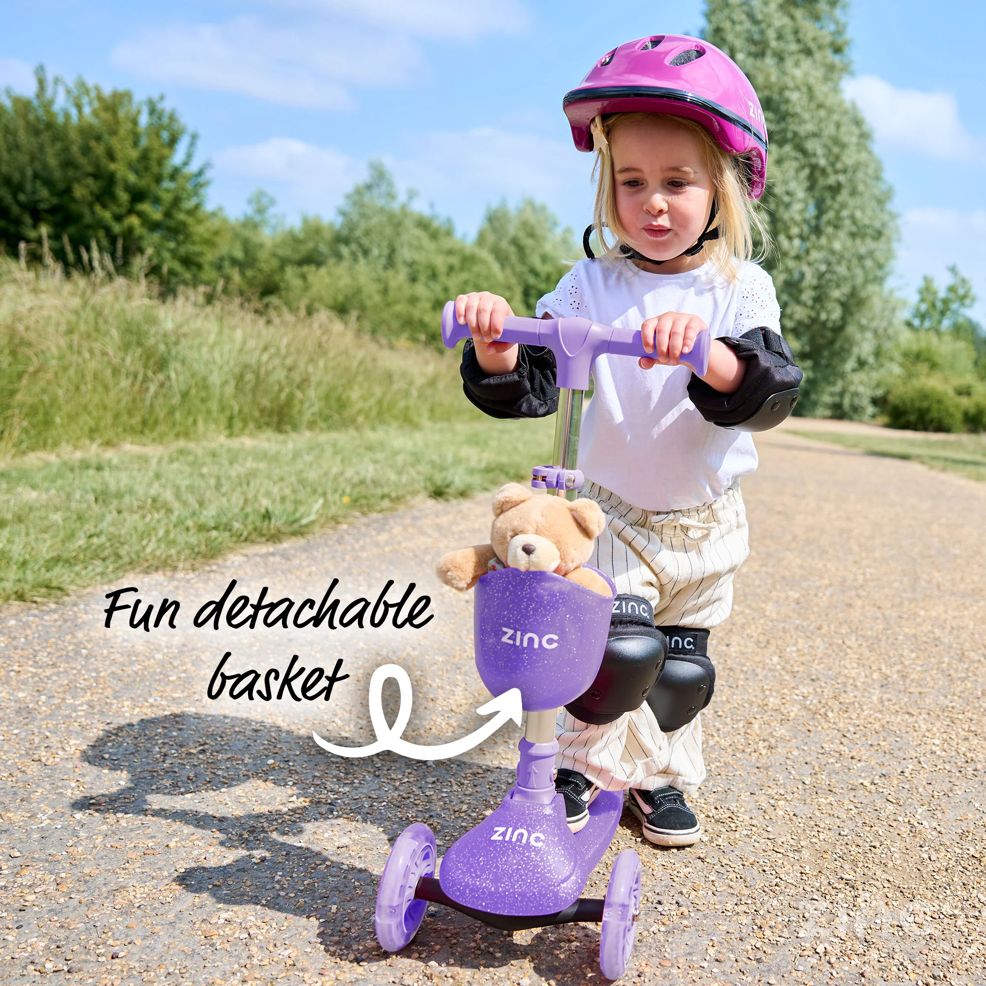Zinc Three Wheel Jelly Glitter Folding Scooter - Image 4