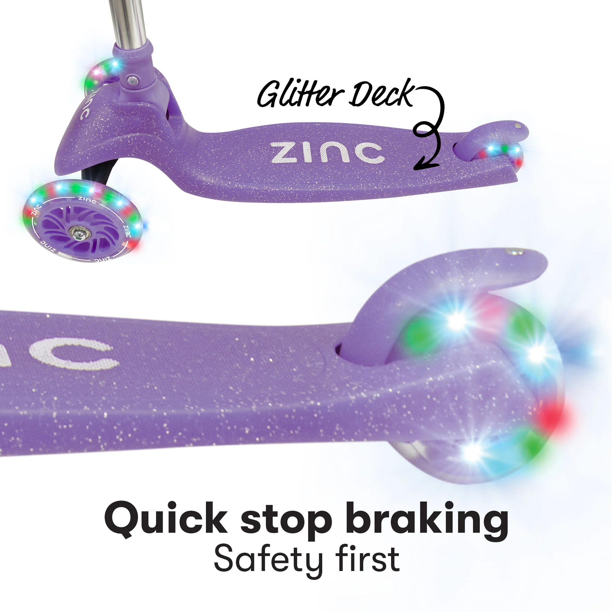 Zinc Three Wheel Jelly Glitter Folding Scooter - Image 6