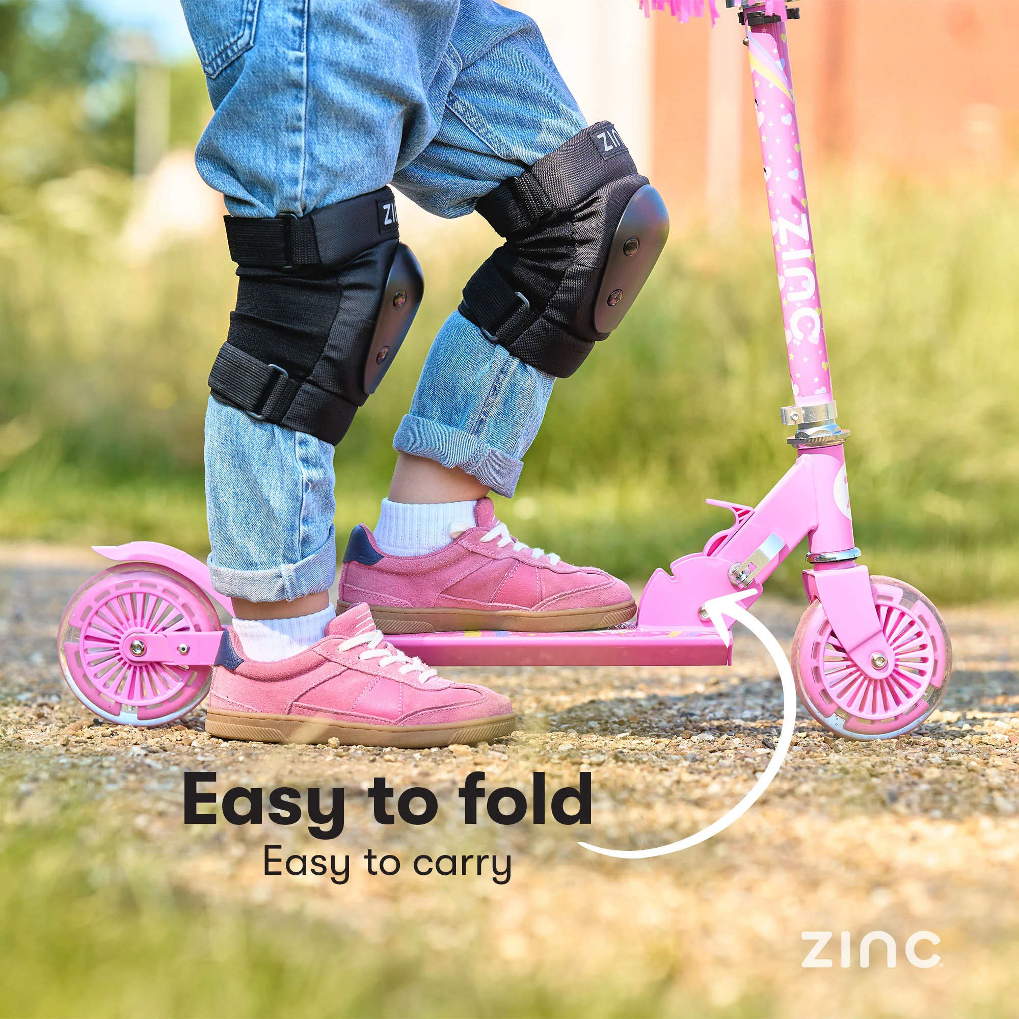 Zinc Unicorn Folding Two Wheeled Scooter with Tassels and Light Up Wheels - Image 4