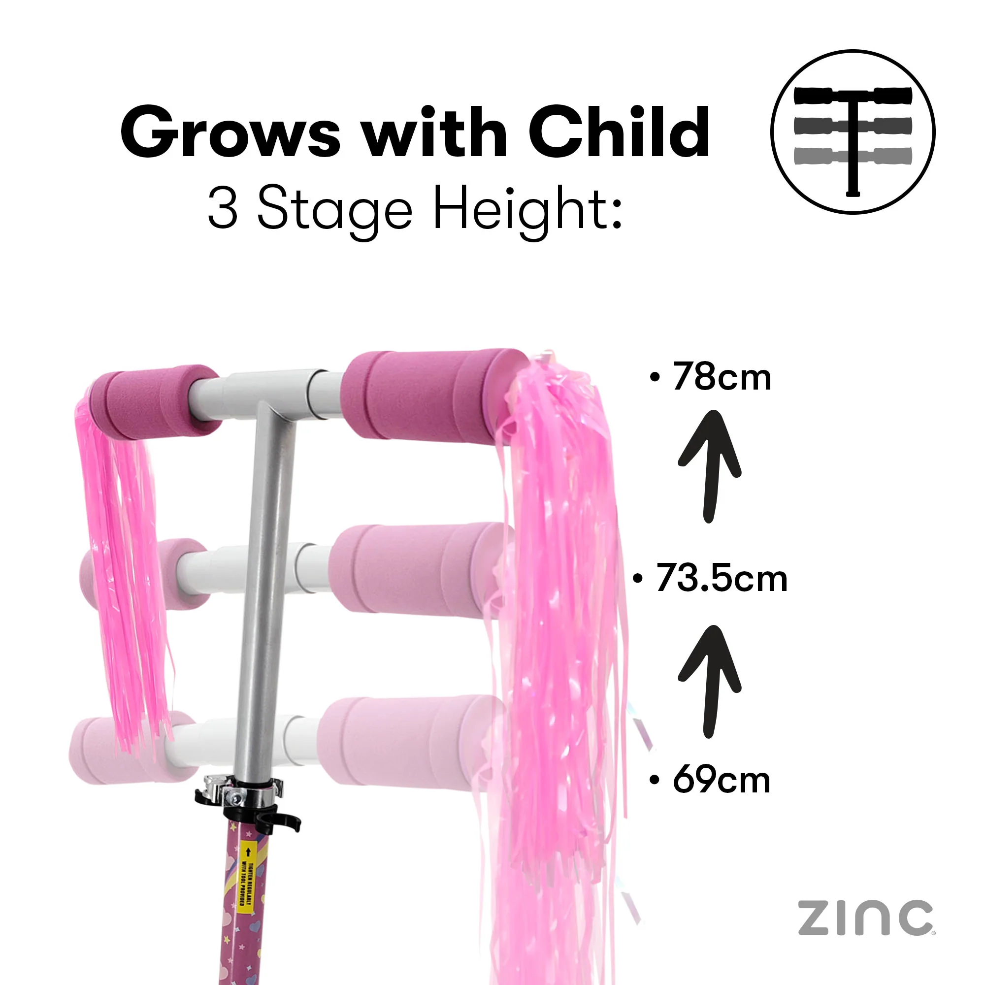 Zinc Unicorn Folding Two Wheeled Scooter with Tassels and Light Up Wheels - Image 8