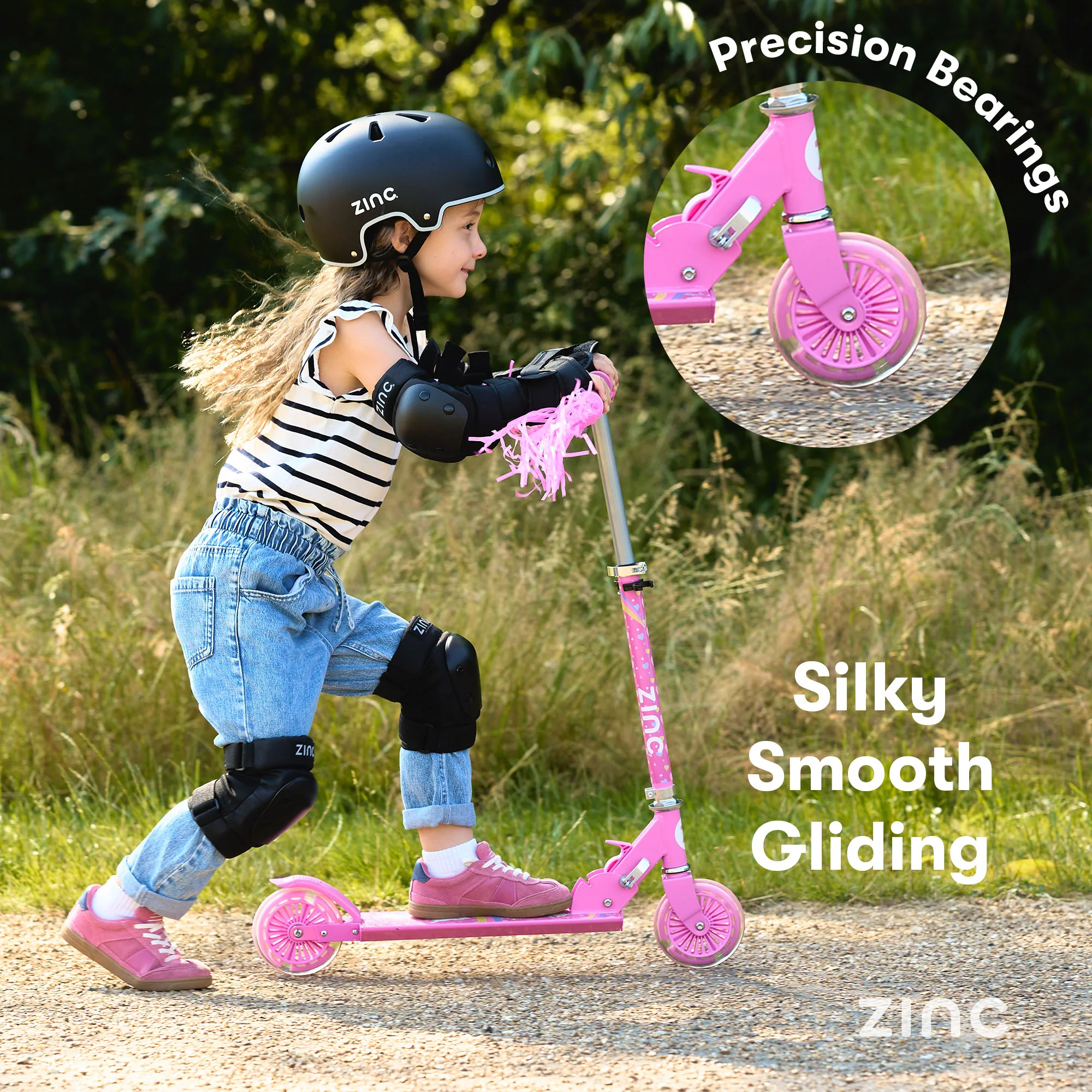 Zinc Unicorn Folding Two Wheeled Scooter with Tassels and Light Up Wheels - Image 9